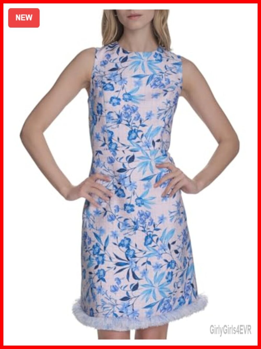 Eliza J Floral Blue Sleeveless Midi Dress